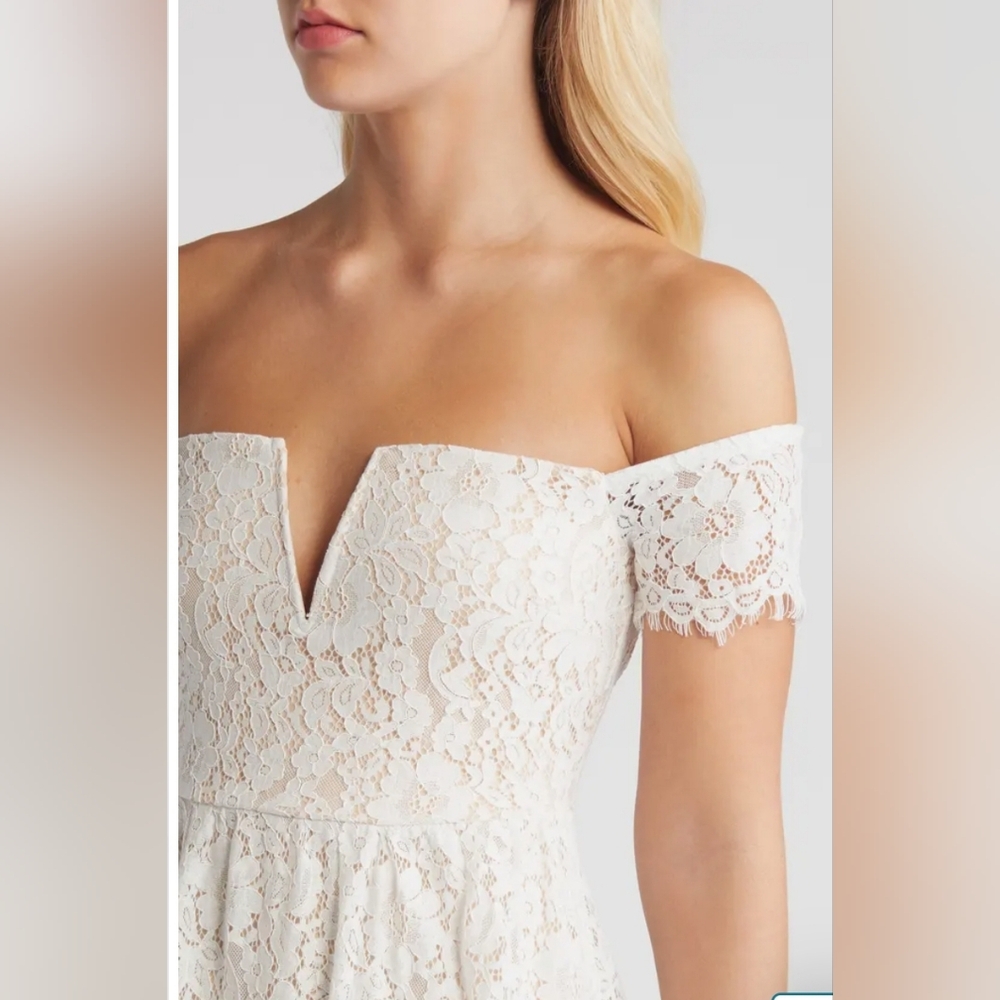 Elegant Off-Shoulder White Lace Dress